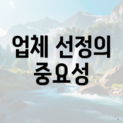 업체 선정의 중요성