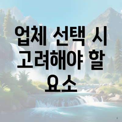 업체 선택 시 고려해야 할 요소