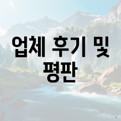 업체 후기 및 평판