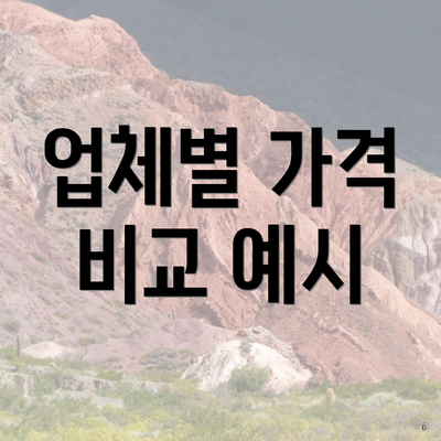 업체별 가격 비교 예시