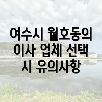 여수시 월호동의 이사 업체 선택 시 유의사항