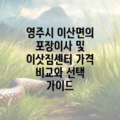 영주시 이산면의 포장이사 및 이삿짐센터 가격 비교와 선택 가이드