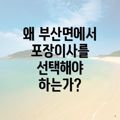 왜 부산면에서 포장이사를 선택해야 하는가?