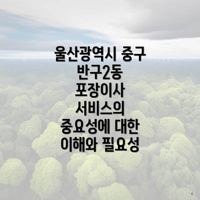 울산광역시 중구 반구2동 포장이사 서비스의 중요성에 대한 이해와 필요성