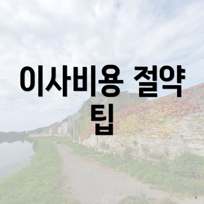 이사비용 절약 팁