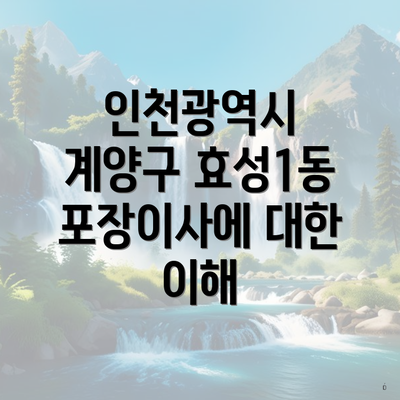 인천광역시 계양구 효성1동 포장이사에 대한 이해