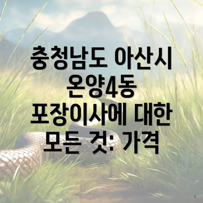 충청남도 아산시 온양4동 포장이사에 대한 모든 것: 가격