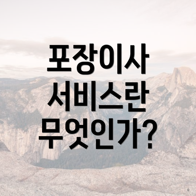 포장이사 서비스란 무엇인가?