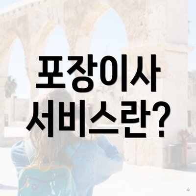 포장이사 서비스란?