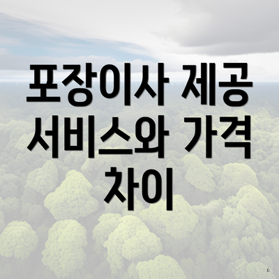 포장이사 제공 서비스와 가격 차이