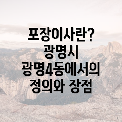 포장이사란? 광명시 광명4동에서의 정의와 장점