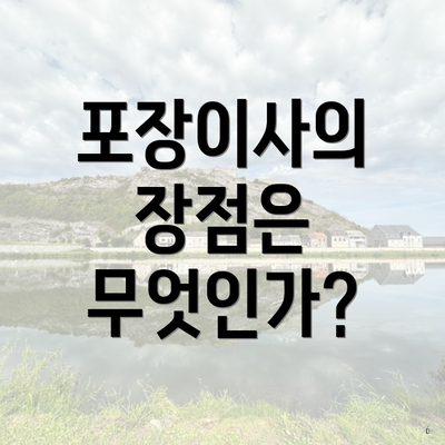 포장이사의 장점은 무엇인가?