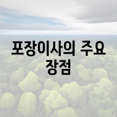 포장이사의 주요 장점