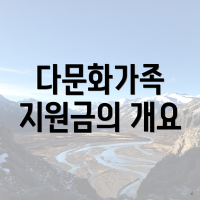 다문화가족 지원금의 개요