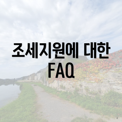 조세지원에 대한 FAQ