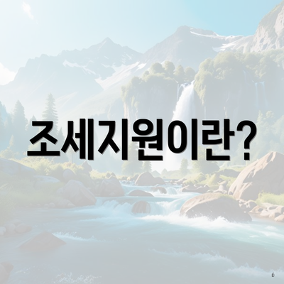 조세지원이란?