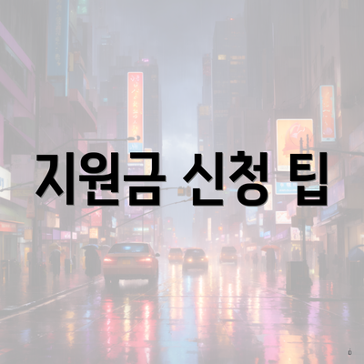 지원금 신청 팁