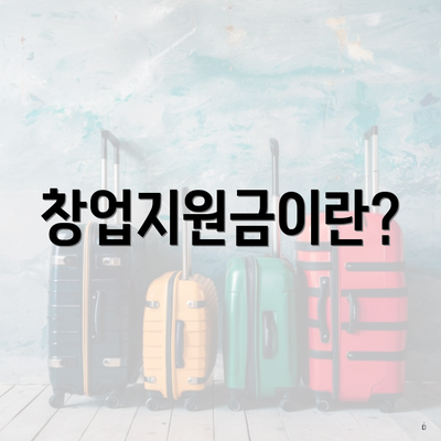 창업지원금이란?