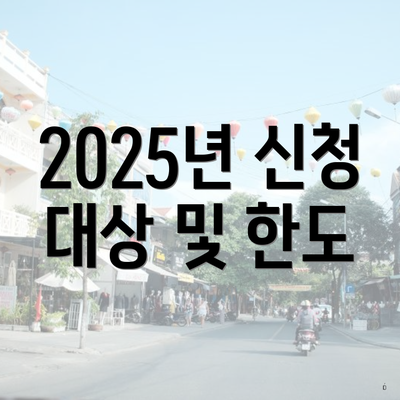 2025년 신청 대상 및 한도