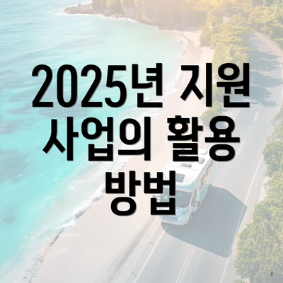 2025년 지원 사업의 활용 방법