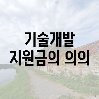 기술개발 지원금의 의의