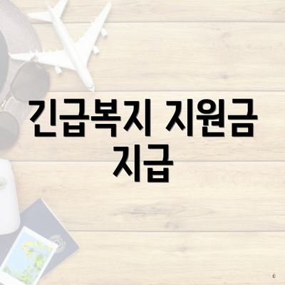 긴급복지 지원금 지급