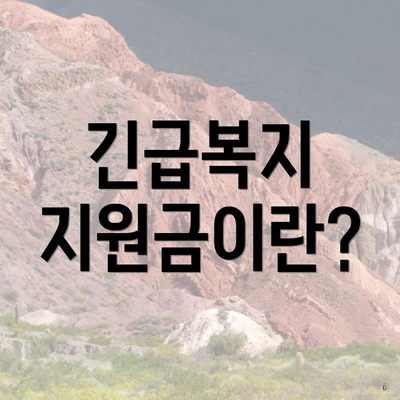 긴급복지 지원금이란?