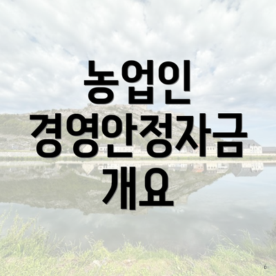 농업인 경영안정자금 개요