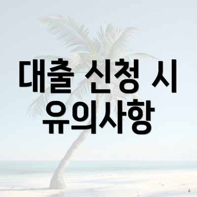 대출 신청 시 유의사항