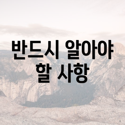 반드시 알아야 할 사항