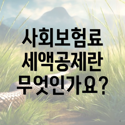 사회보험료 세액공제란 무엇인가요?