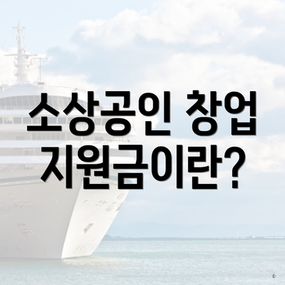 소상공인 창업 지원금이란?