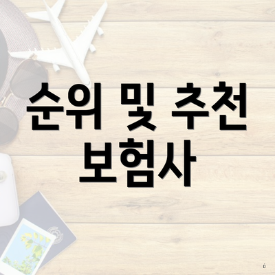 순위 및 추천 보험사
