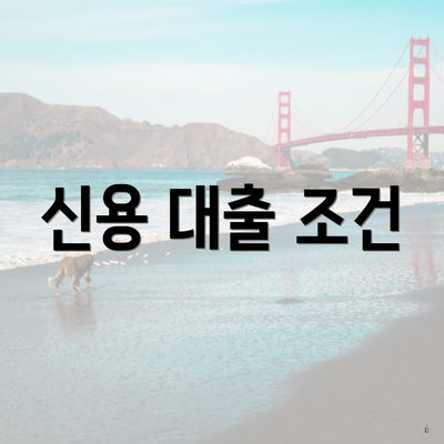 신용 대출 조건