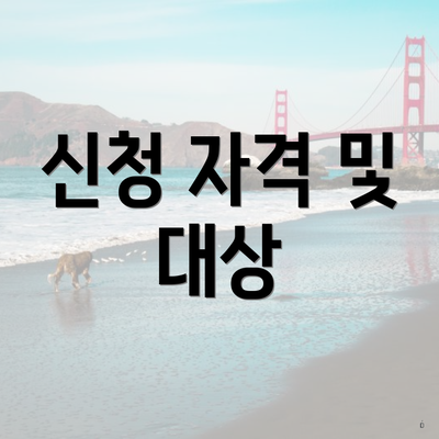 신청 자격 및 대상