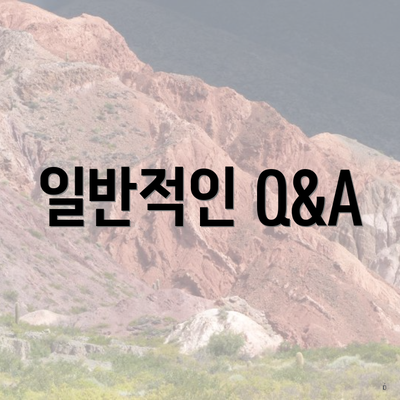 일반적인 Q&A