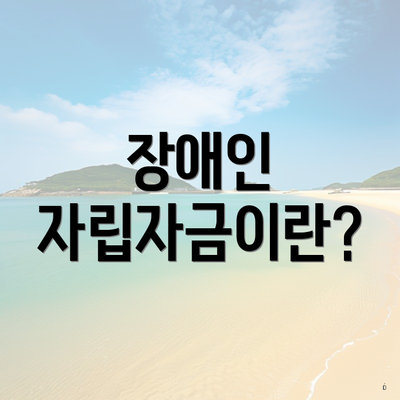 장애인 자립자금이란?