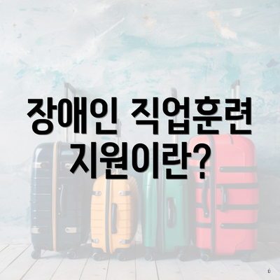 장애인 직업훈련 지원이란?