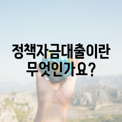 정책자금대출이란 무엇인가요?