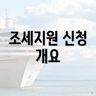 조세지원 신청 개요