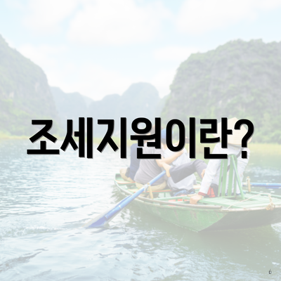 조세지원이란?