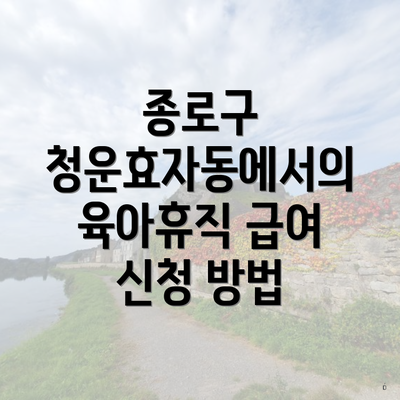 종로구 청운효자동에서의 육아휴직 급여 신청 방법