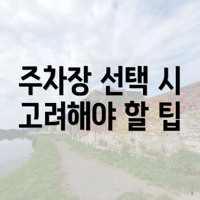 주차장 선택 시 고려해야 할 팁