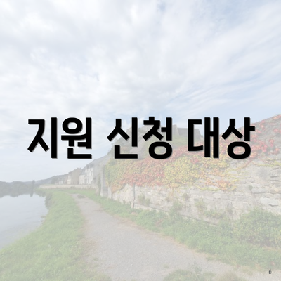 지원 신청 대상