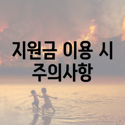 지원금 이용 시 주의사항