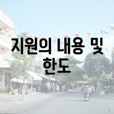 지원의 내용 및 한도