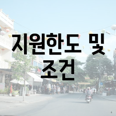 지원한도 및 조건