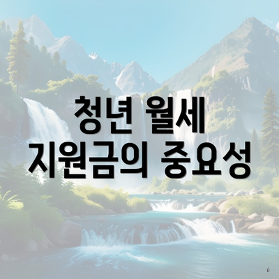청년 월세 지원금의 중요성