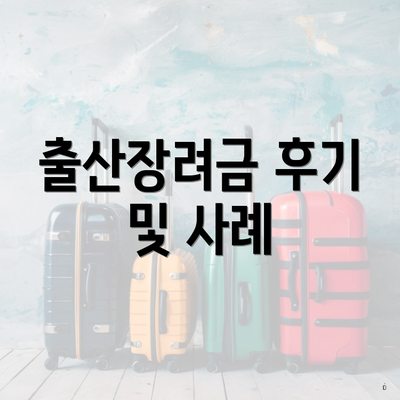 출산장려금 후기 및 사례