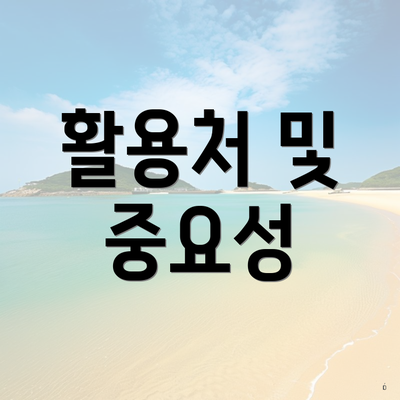 활용처 및 중요성